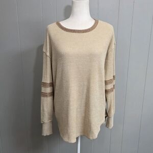 SO Beige Waffle Knit Soft Sweatshirt Size L